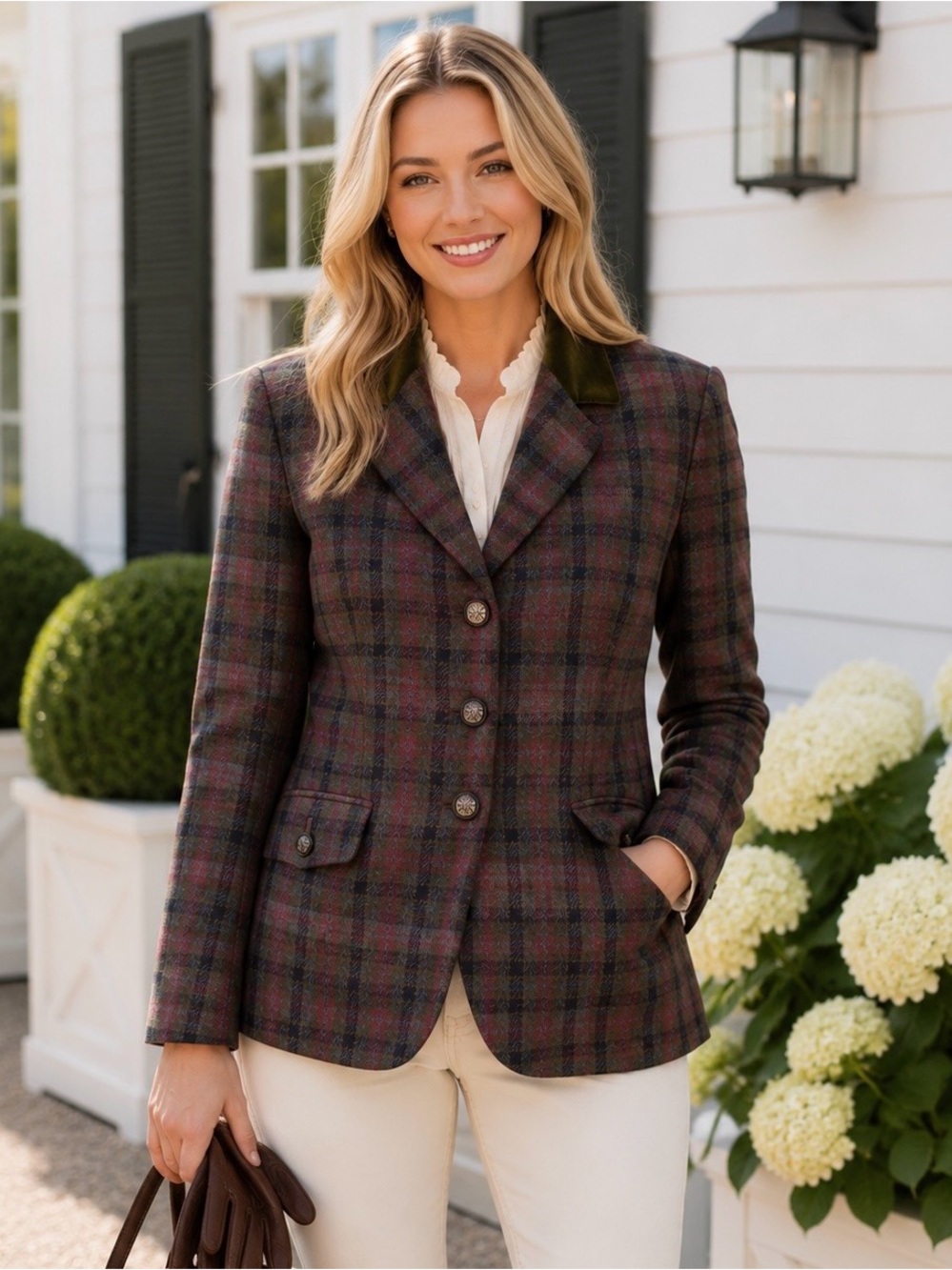 JH COLLECTIBLES 100% Wool Plaid Blazer | Size 4 | Vintage Equestrian Style